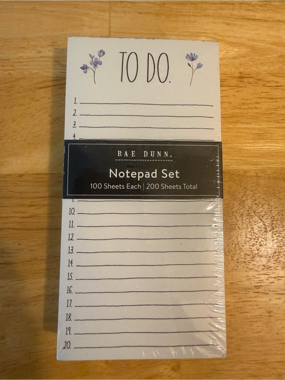 Rae Dunn White Notepad Set with Purple Floral Accents